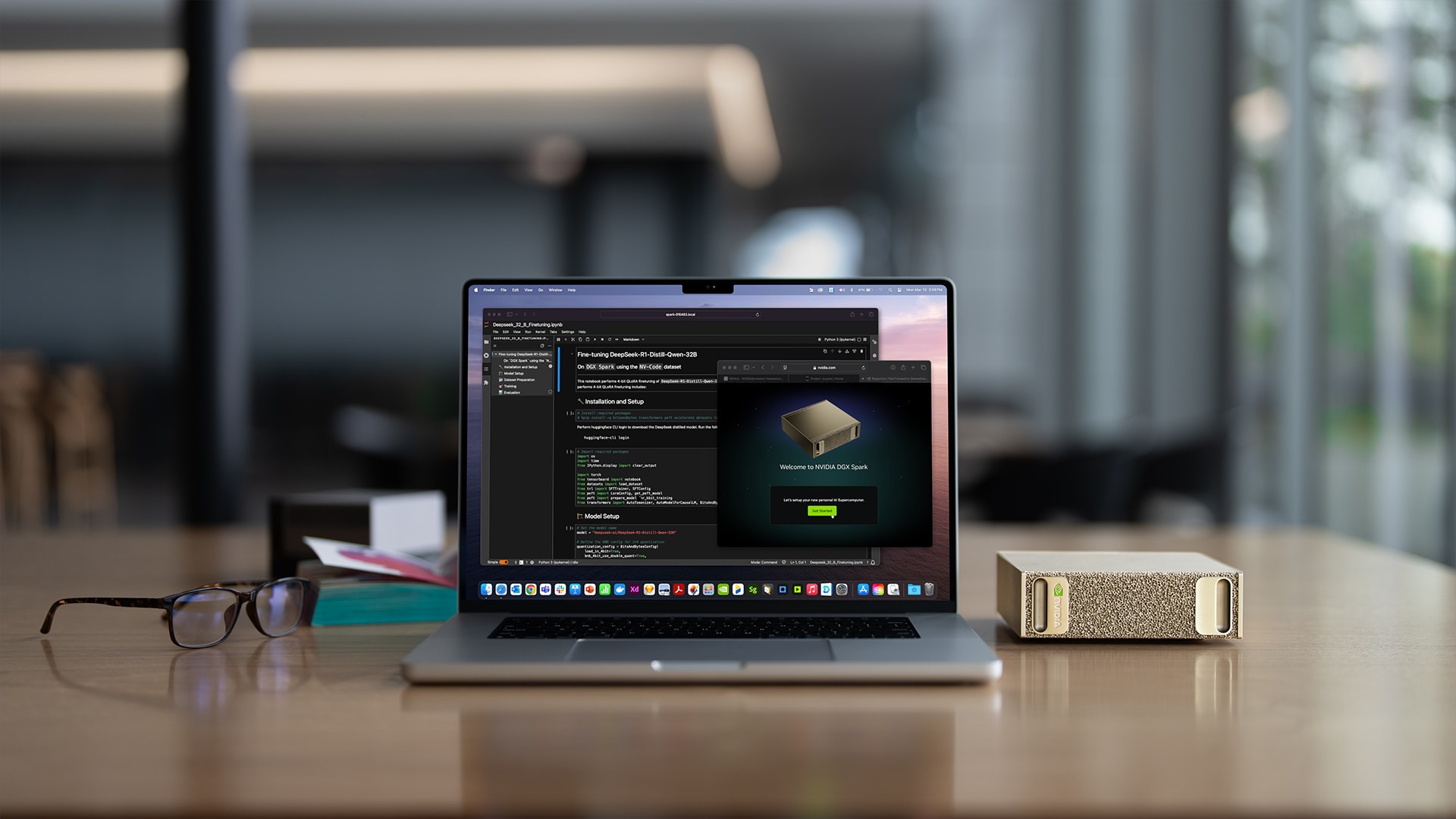 NVIDIA DGX Spark next to a laptop.