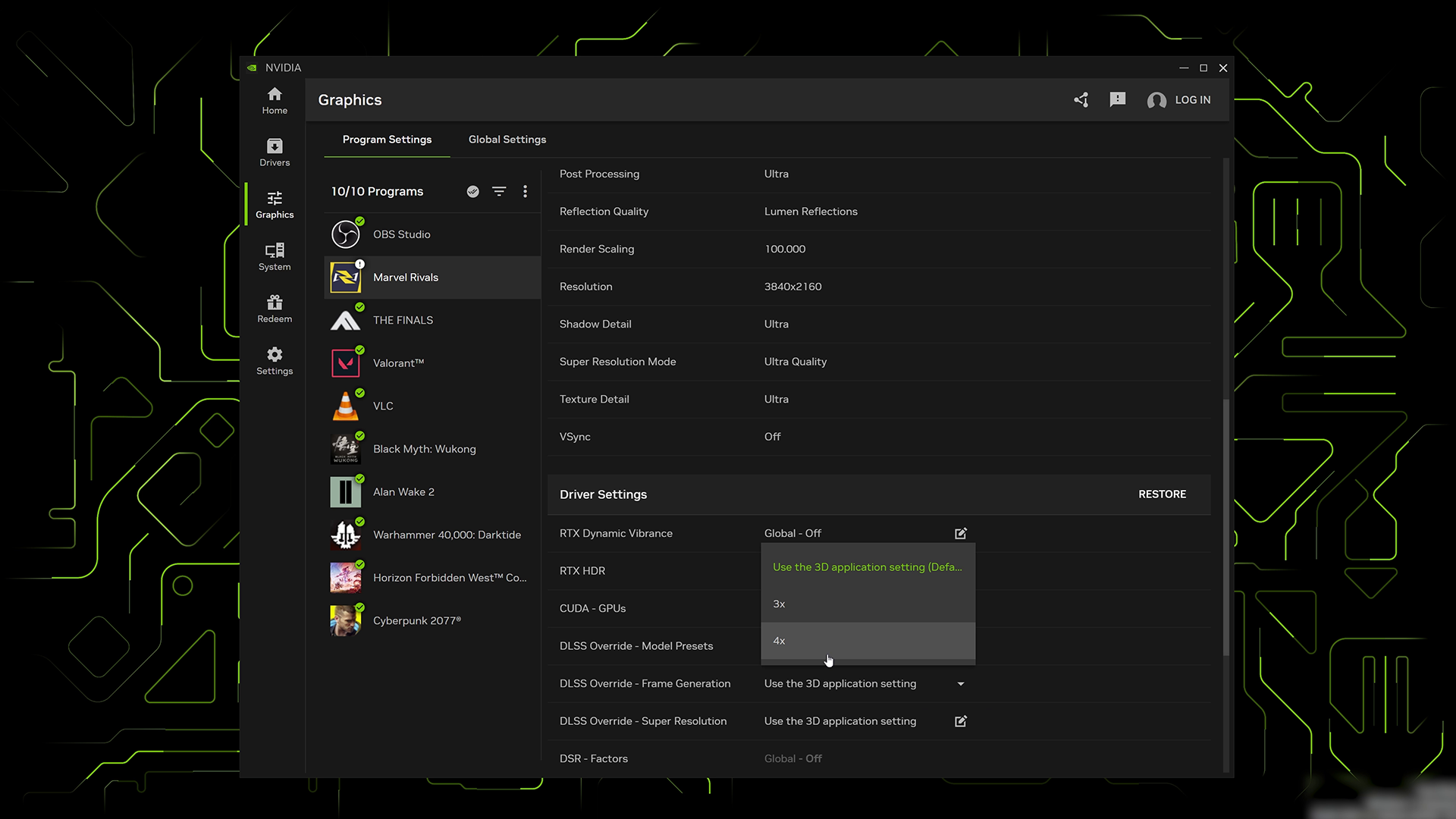 DLSS 4 with DLSS Overrides in NVIDIA App
