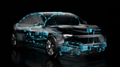 Transparent Vehicle outline with NVIDIA DRIVE Hyperion hardware inside